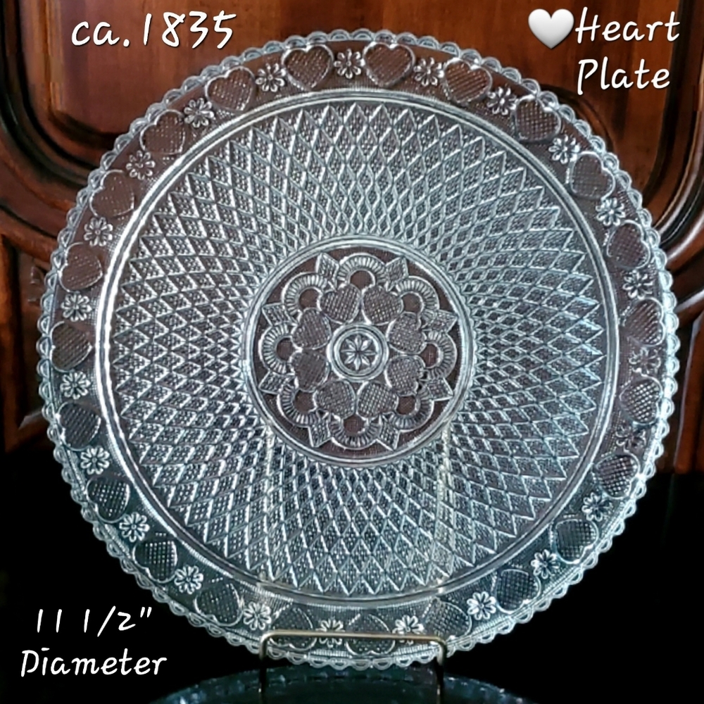 1835 Heart Plate Boston & Sandwich Glass Co. Reproduction-Sandwich Glass Museum